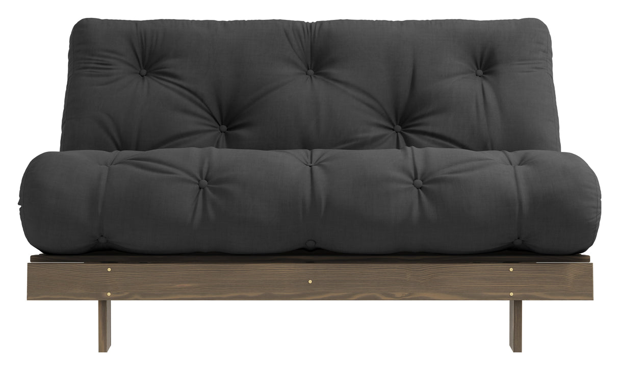 Roots 140 Sofa bed, Brown lacquered pine, Dark Gray