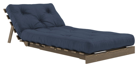 Roots 90 Sofa bed, Brown lacquered pine, Navy