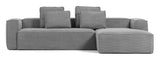 Block 3-pers. Sofa with right-facing chaise Dark Gray Velvet