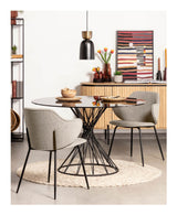 Niut Dining Table Ø120, Black Glass