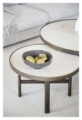 Marsden, coffee table Ø60 - beige ceramic/brown oak