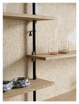 Wall Shelving, 2 bays, 5 shelves, H:65, Oak/Black