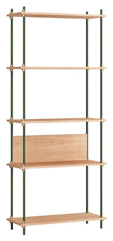 Shelving System, 1 bay, 5 shelves, H:200, Oak/Green