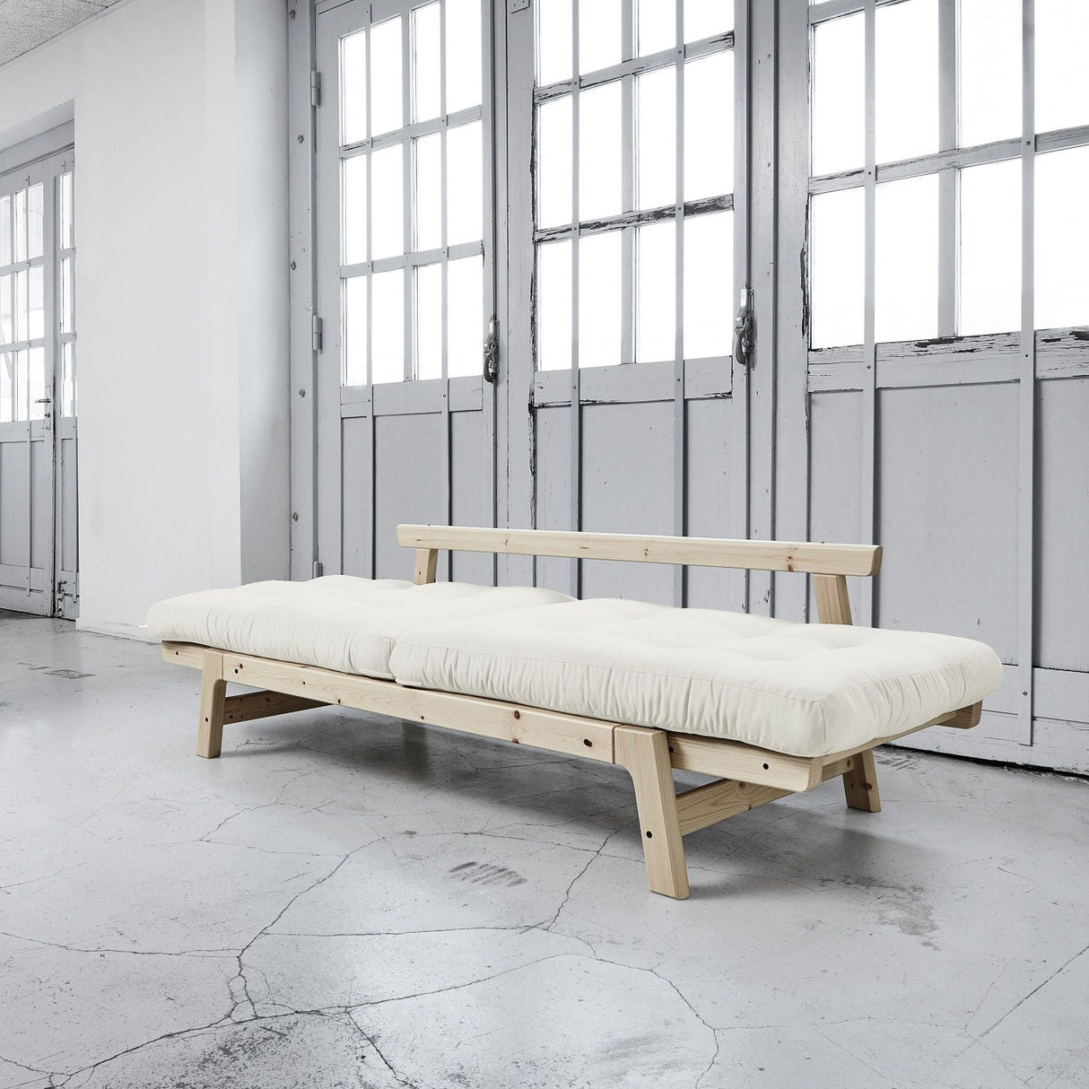 Step Sofa bed, 200, Pine/Off-white