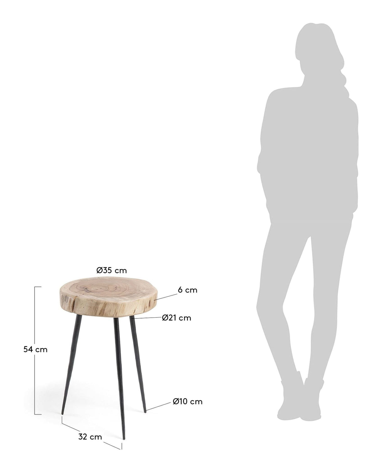 EIDER Side table, Nature, Ø35