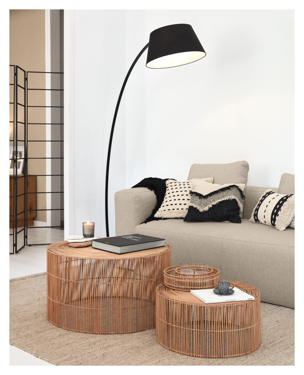 Elmima Coffee Tables, Ø66/Ø55, Rattan