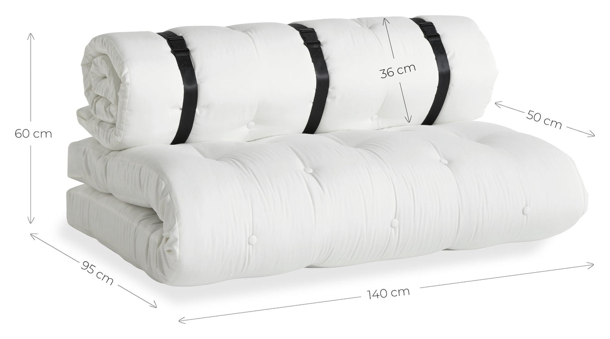 Buckle-Up Out Futon Sofa, White