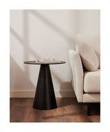 Wilshire Side table, Tempered glass, Matte black, Ø50