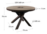 Vashti Retractable table, Brown ceramic, Ø120