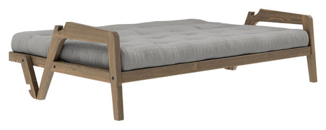 Grab Sofa bed, Brown lacquered pine, Gray