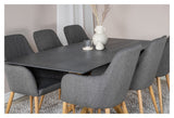 Piazza Dining table in Gray Spraystone w. 6 Comfort Chairs, Gray