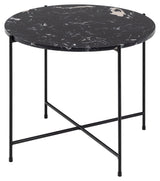 Avila Side table, Black art marble, Ø52x40