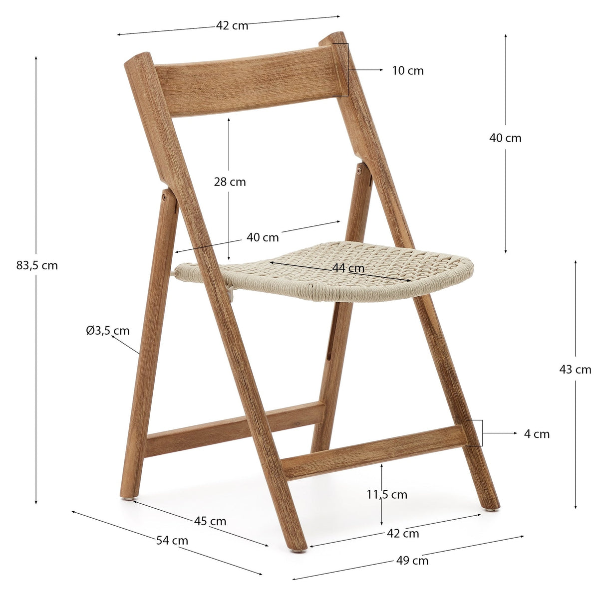 Dandara, folding chair - oak/white