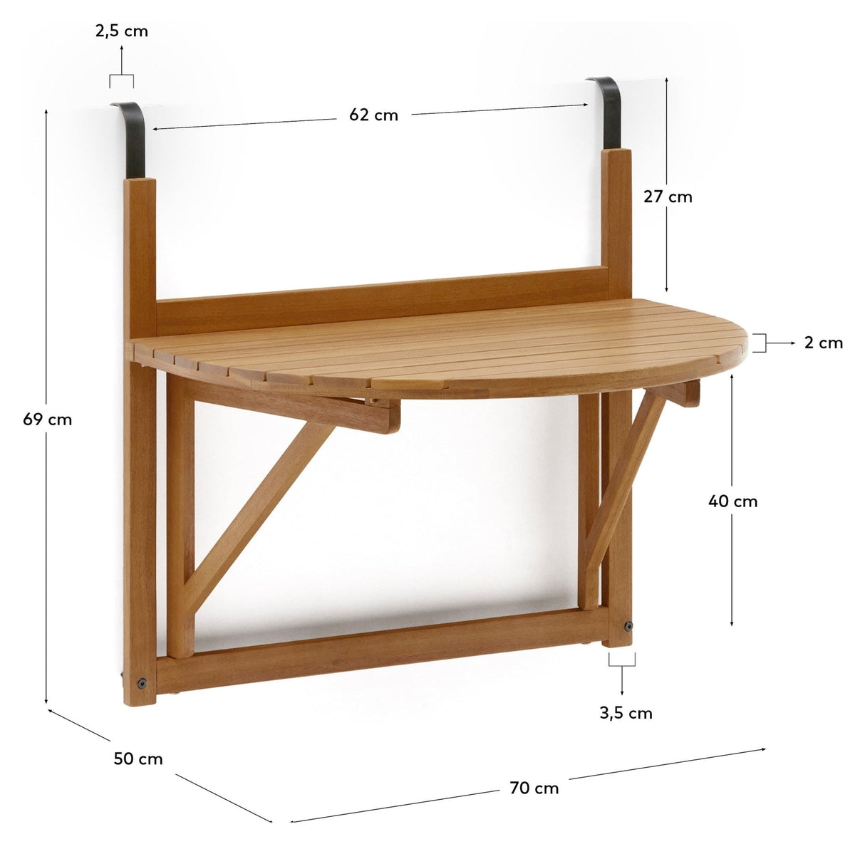 Amarilis, folding table 50cm - oak