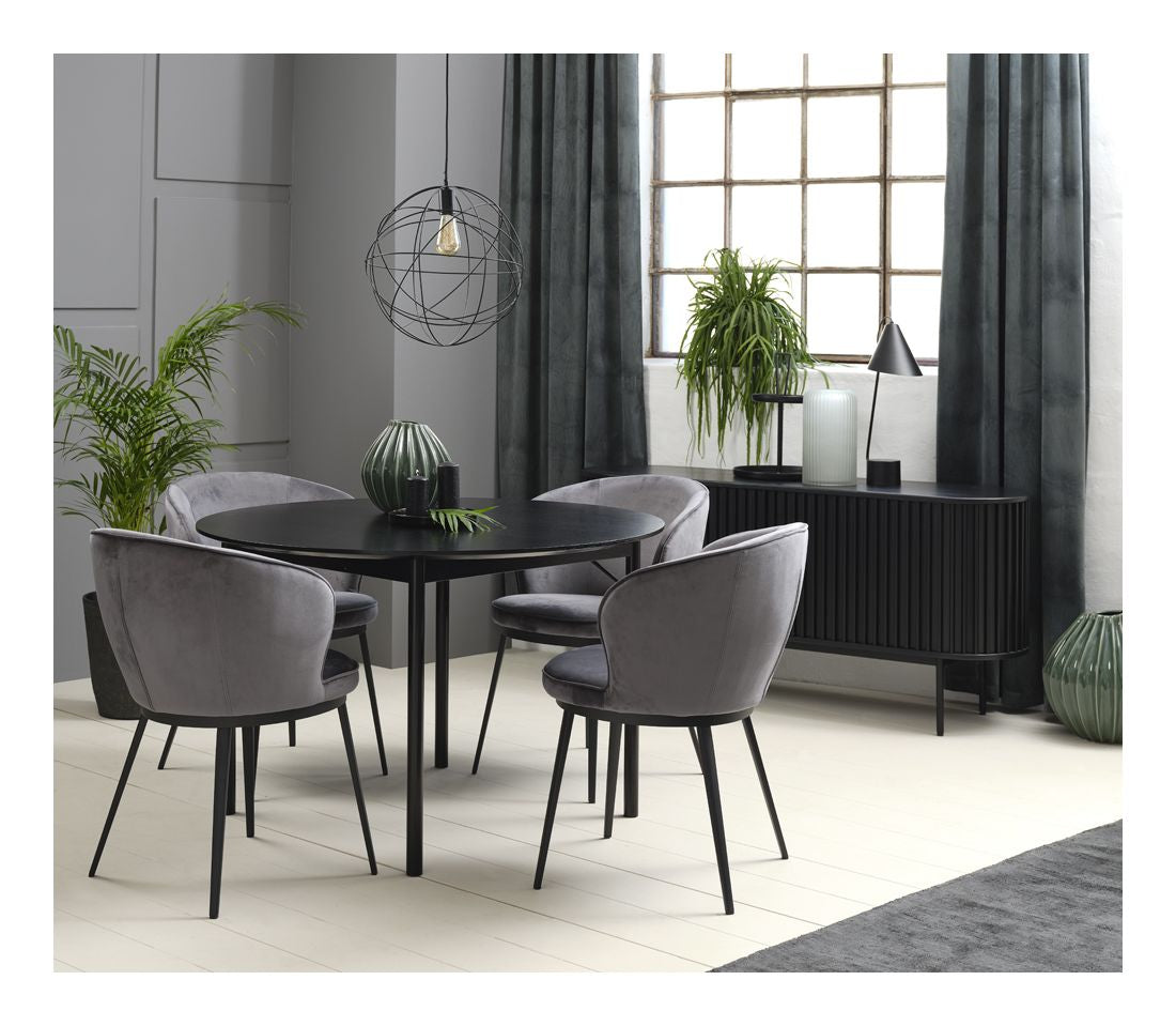 Savona Dining Table Black/Oak, Ø120