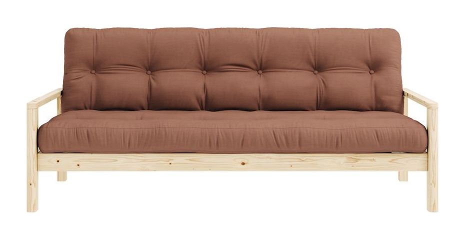 Knob Sofa bed, Lacquered Pine, Clay Brown