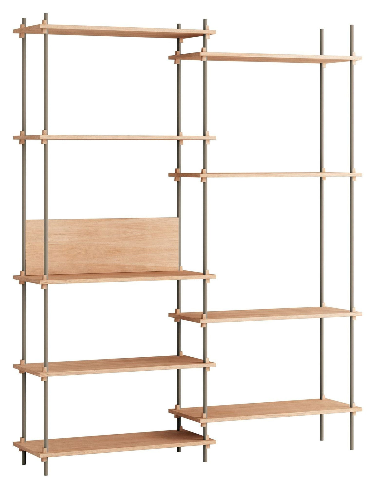 Shelving System, 2 bays, 9 shelves, H:200, Oak/Gray