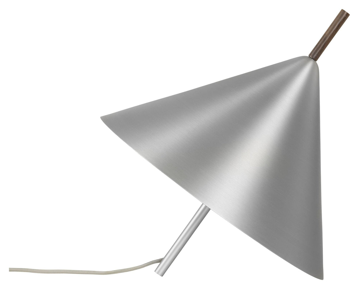 Cone Spinning Top Table Lamp, Brushed Aluminum/Walnut