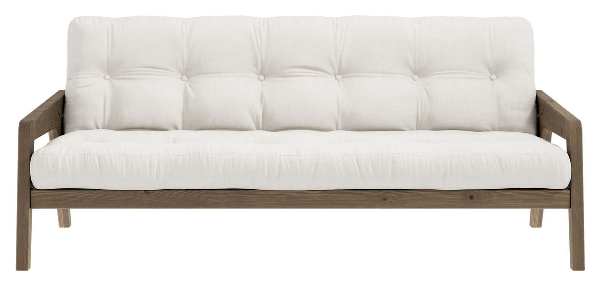 Grab Sofa bed, Brown lacquered pine, Off white