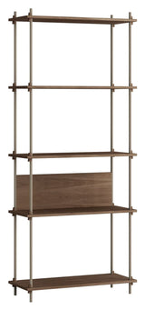 Shelving System, 1 bay, 5 shelves, H:200, Smoked Oak/Gray