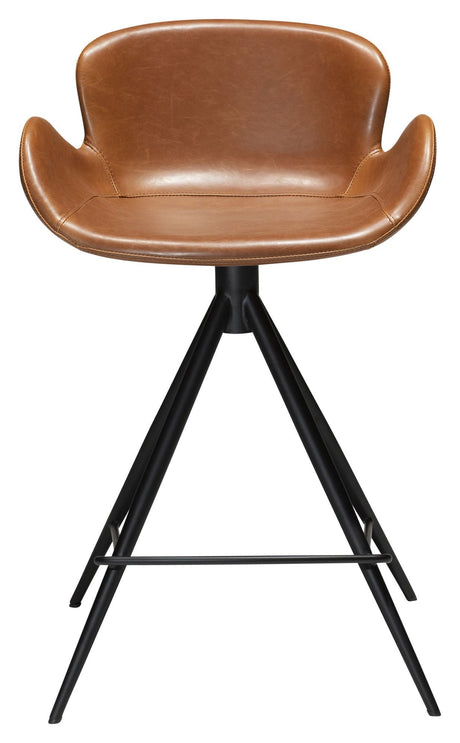 Gaia counter stool SH: 65cm, vintage light brown leatherette with black legs