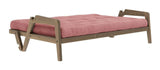 Grab Sofabed, Brown lacquered pine, Sorbet Pink velvet