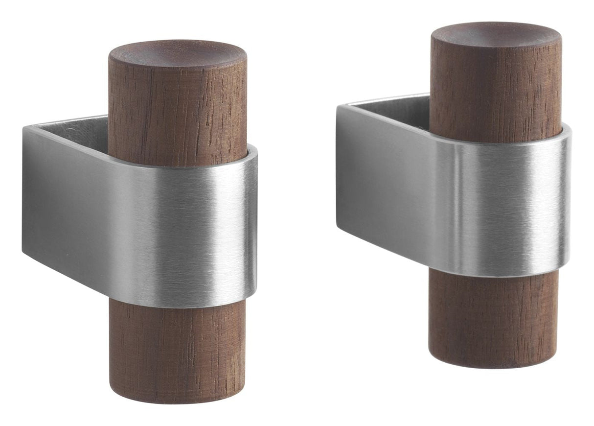 Dowel Hooks 2 pcs, Stainless Steel/Walnut