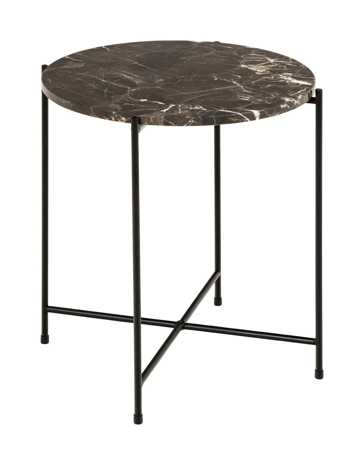 Avila Side table in polished Brown Emperador marble, Ø42