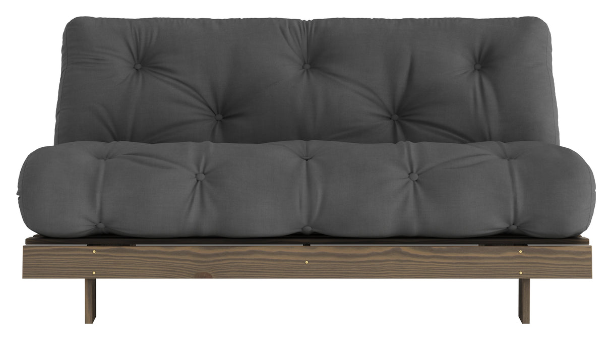 Roots 160 Sofa bed, Brown lacquered pine, Dark Gray