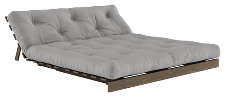 Roots 160 Sofa bed, Brown lacquered pine, Gray