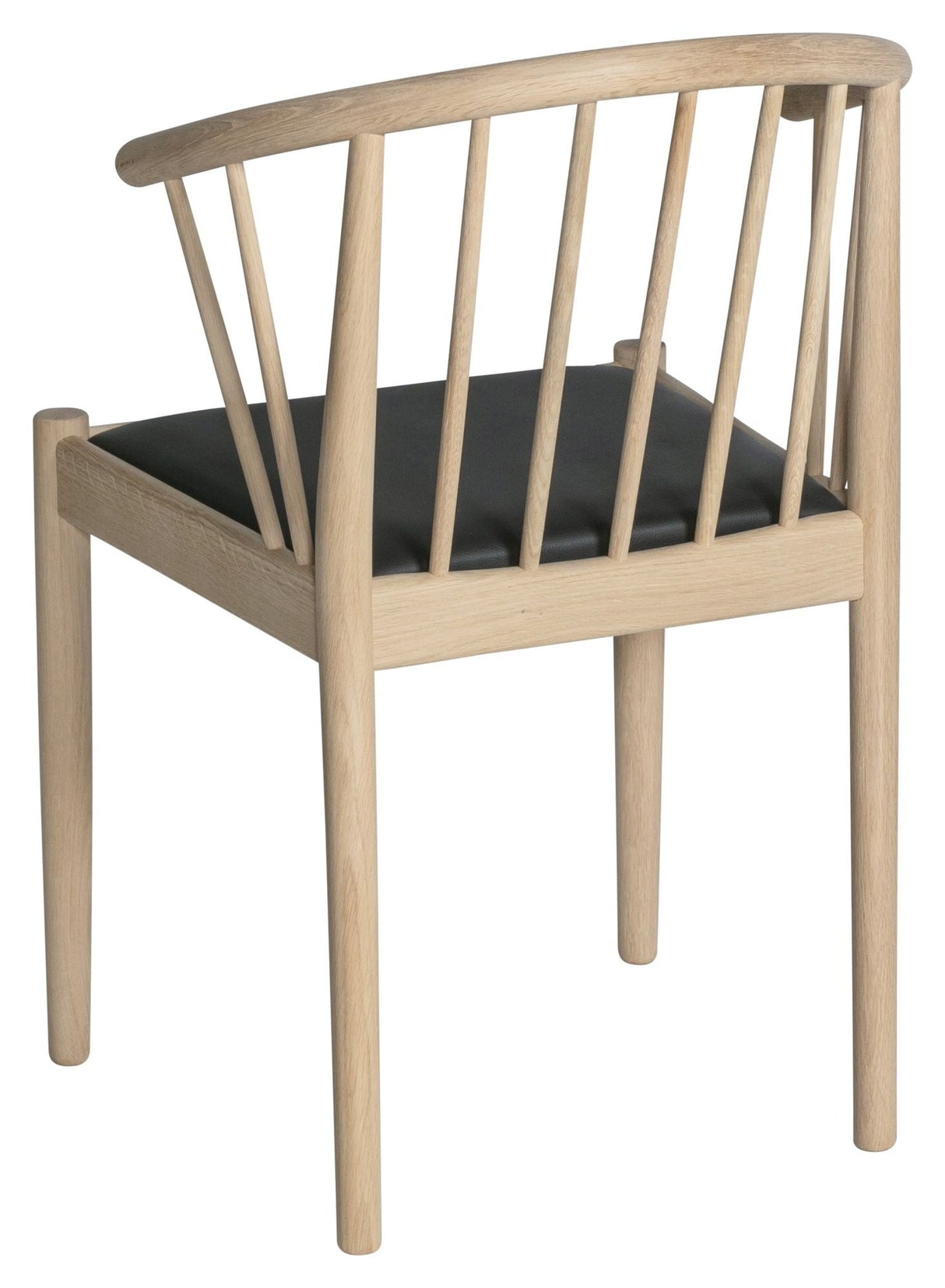 Lindeberg Dining chair with black leather, White oak