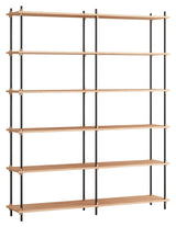 Shelving System, 2 bays, 12 shelves, H:200, Oak/Black