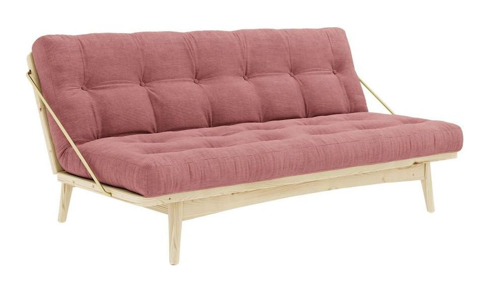 Folk Sofa bed, Pine, Sorbet Pink velvet