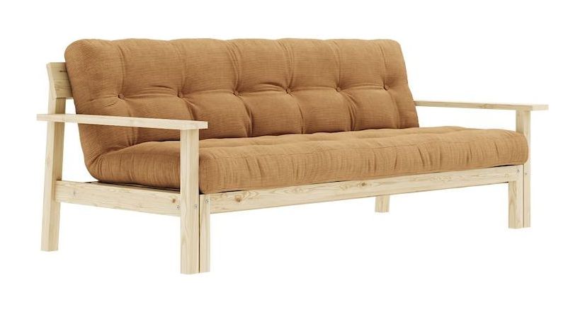 Unwind Sofa Bed, Lacquered Pine, Brown Velvet