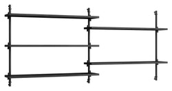 Wall Shelving, 2 bays, 5 shelves, H:65, Black/black