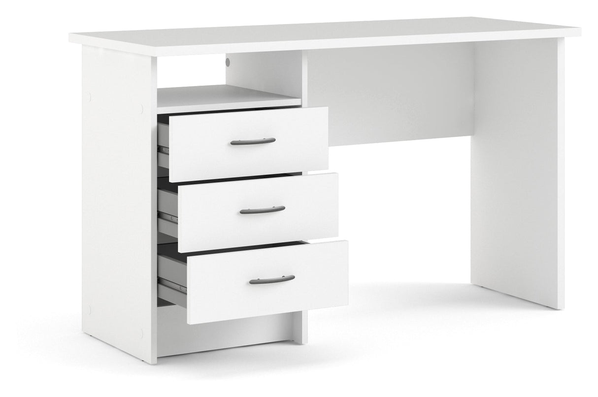 Function Desk - White w/3 drawers