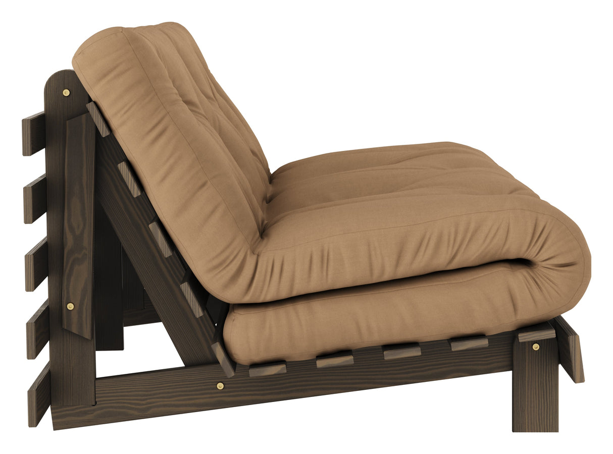 Roots 160 Sofa bed, Brown lacquered pine, Mocca