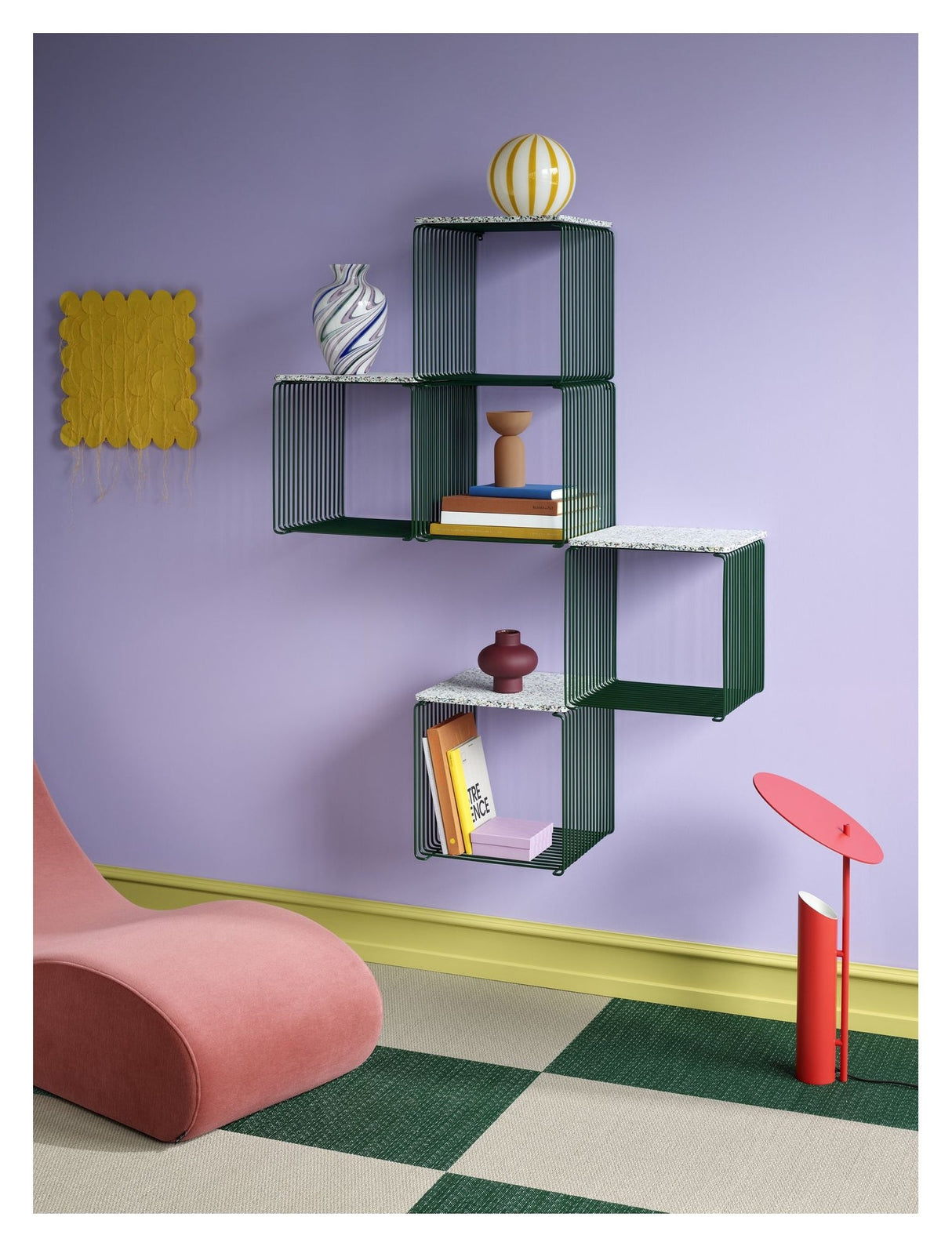 Panton Wire Wire Shelf Single, D34.8, Green