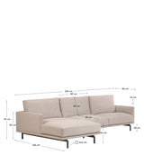 Galene 3-pers. Sofa with left-facing chaise longue, B254, Beige chenille