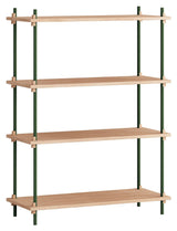 Shelving System, 1 bay, 4 shelves, H:115, Oak/Green