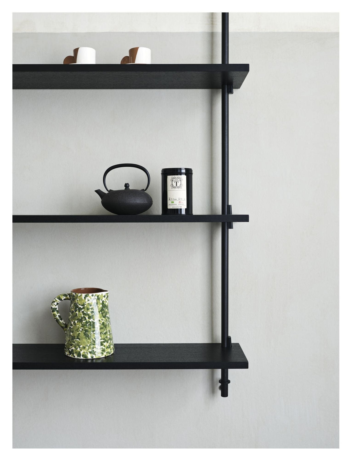 Wall Shelving, 2 bays, 5 shelves, H:85, Black/black