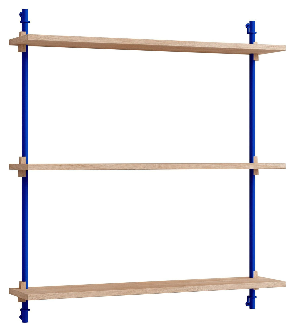 Wall Shelving, 1 bay, 3 shelves, H:85, Oak/Blue