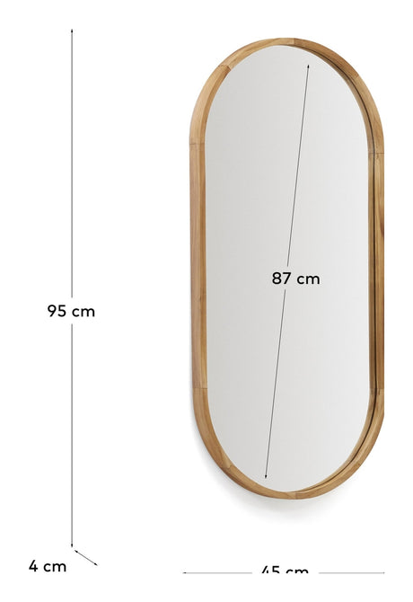 Magda Mirror, Solid teak, Ø45x95