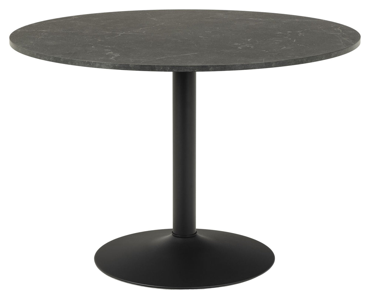 Ibiza Dining table Ø110m. black marble print Matte black, Ø110