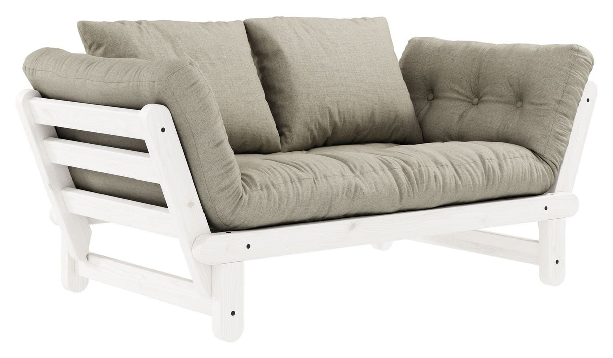 Beat Sofa bed, White lacquered, Pine/Linen