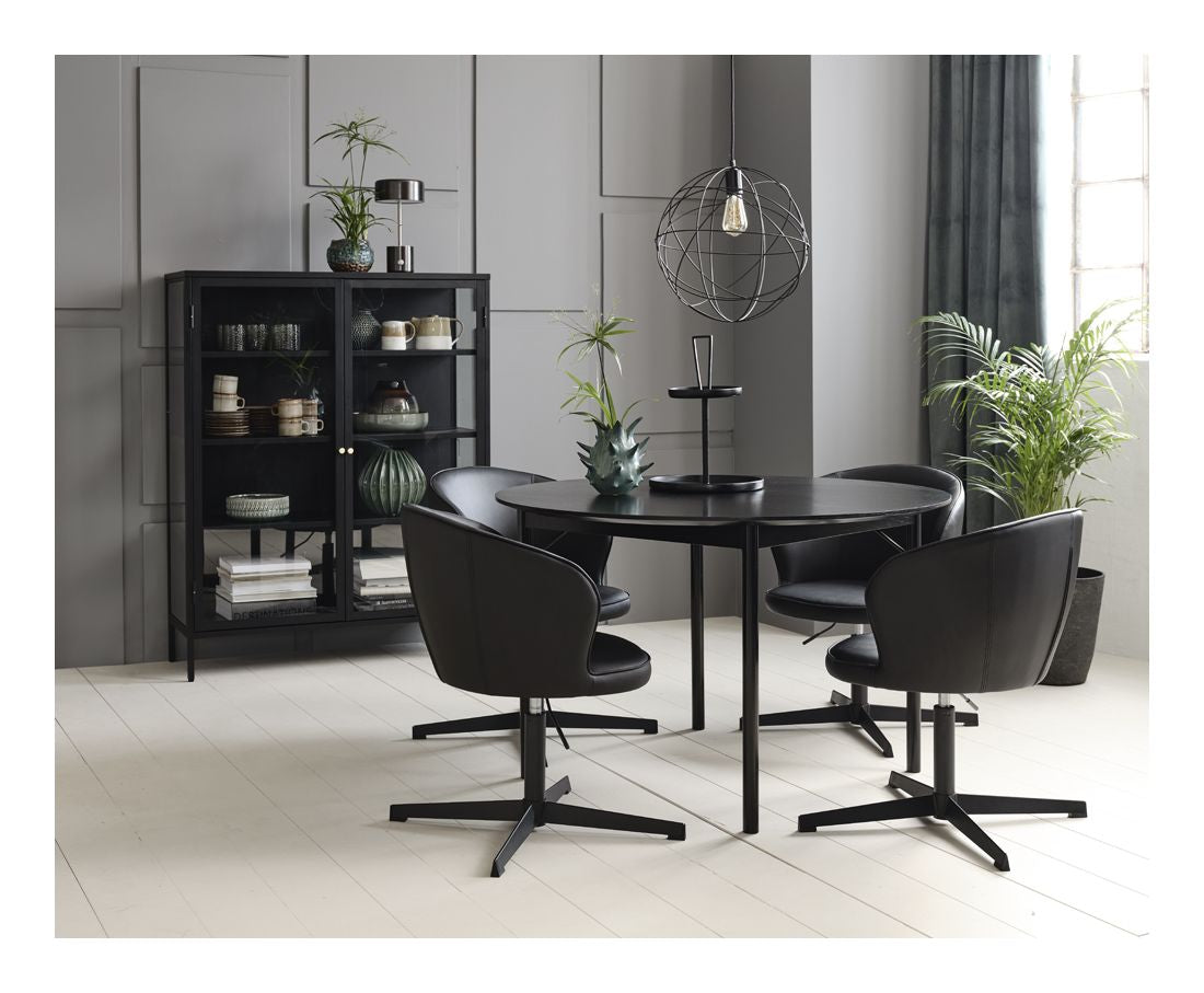 Savona Dining Table Black/Oak, Ø120