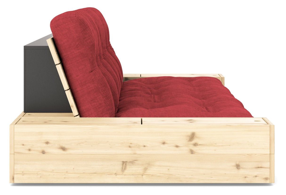 Base Sofa bed with Sideboxes, Ruby Red/nature