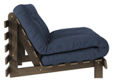 Roots 140 Sofa bed, Brown lacquered pine, Navy