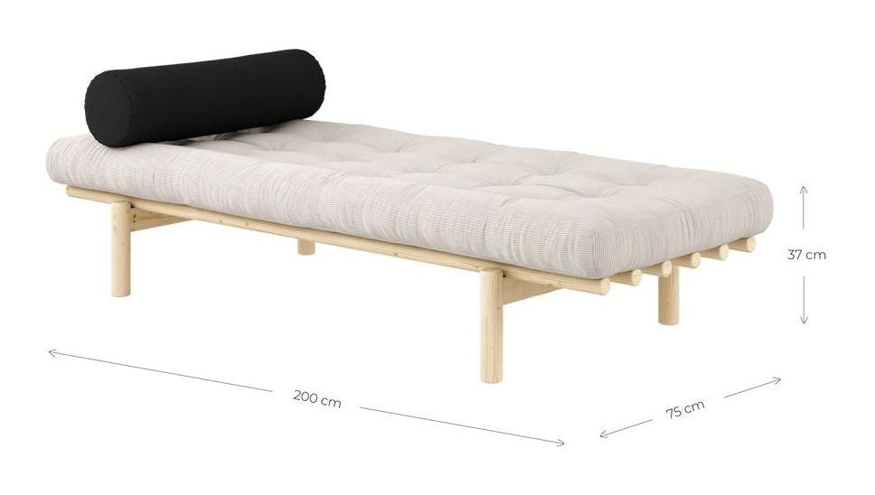 Next Daybed Sofa Bed, Lacquered Pine, Brown Velvet