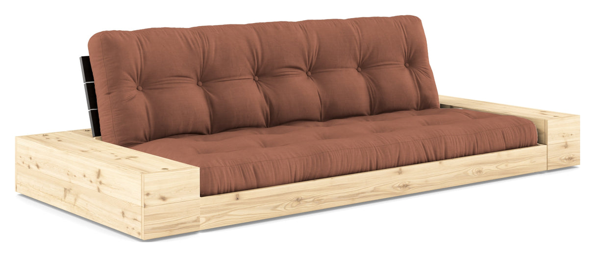 Base Sofa bed with Sideboxes, Clay Brown/black